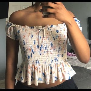 Floral off the shoulder crop top